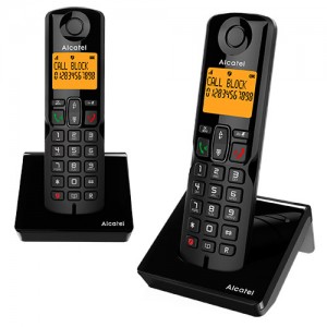 Telefono Duo inalambrico Alcatel , con bloqueo de llamadas , retroiluminado , manos libres , negro