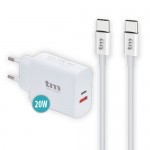 CARGADOR ULTRARAPIDO 20W USB PD   INCLUYE CABLE TIPO C 3.0 1M DUAL TM ELECTRON