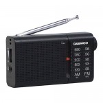 RADIO PORTATIL CON ALTAVOZ DAEWOO COLOR NEGRO A PILAS , auriculares incluido