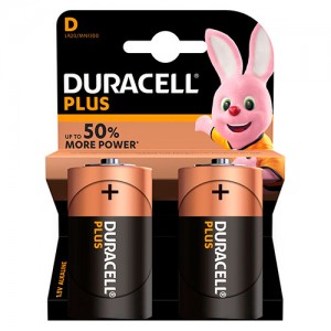 PILA LR20 TIPO D ALCALINA DURACELL PLUS POWER pack 2 unid , canon raee incl