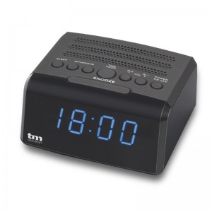 Radio reloj despertador con conector auriculares , usb para carga y doble alarma 